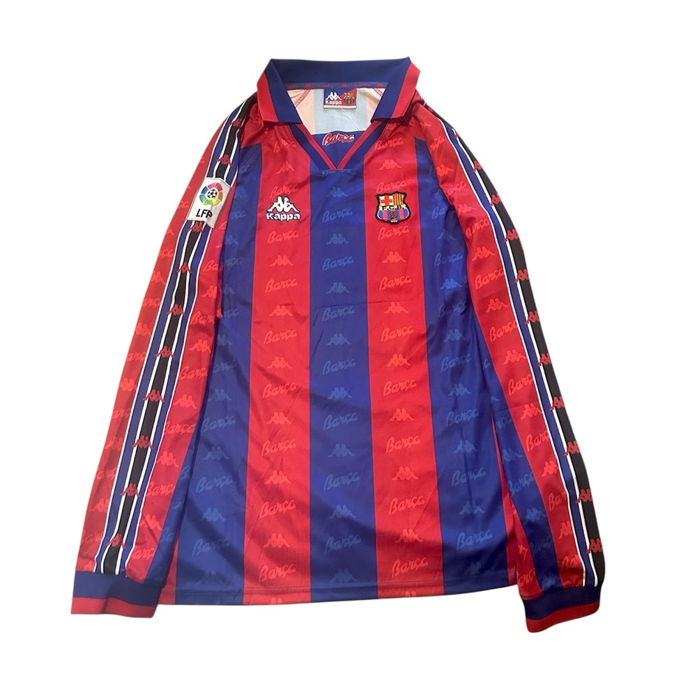 1996/97 FC Barcelona full sleeve  home kit. Ronaldo R9 Football soccer jersey.